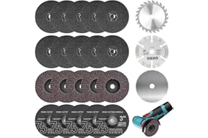 SENLINLIN 23 Stück Trennscheiben & Fächerscheiben Set 75mm, Winkelschleifer Zubehör mit HSS Kreissägeblättern, Hartmetall-Trennscheibe, Ø 10 mm Bohrung, Schleifen Schneiden Polieren Metall Holz Kunststoff