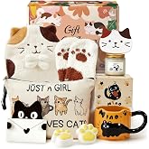 Toylink Cat Original Gift for Girls Original Gifts for Women with Cup Cat Coasters Cosmetic Bag Scented Candle Keychain Cute
