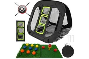 CATCHLUCK Golf Nets for Garden Golf Chipping Net 5 Modes Pop Up Practice Net Indoor Outdoor Training Equipment with Hitting Mat and 12 Foam Balls