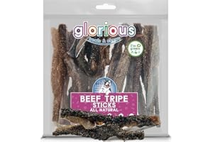 Glorious Treats and Chews Premium Beef Tripe Sticks for Dogs: Tasty, Protein-Rich & Low Fat, Ideal Training Treats For Dental Health, Great for Sensitive Stomachs, Suitable for All Breeds and Sizes