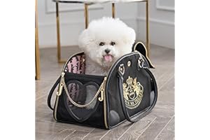 Juicy Couture Give Me Treats Transporttasche für Haustiere, stylische Schwarze Reisetasche für kleine Hunde und Katzen