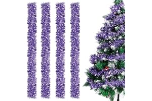 BLUELVES Weihnachtsgirlanden, 4pcs Lametta Weihnachtsbaum, 2m Lametta Girlande, Girlande Weihnachtsbaum, Weihnachtsdeko Lametta für Weihnachtsbaum Weihnachtsfeier Geburtstagsparty Dekoration (Violett)