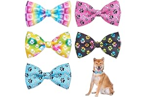 JpGdn 5pcs Dog Bow Ties for Small Medium Large Dogs Puppies Rabbit Cat Detachable Bowties with Elastic Bands Attach to Collar Pet Grooming Collar Attachment Accessories