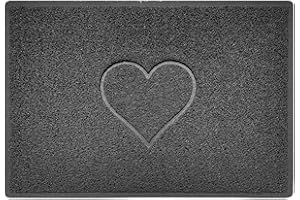 NICOMAN Tłoczony kształt serca wycieraczka zatrzymująca brud nadająca się do prania bariera wycieraczka-ciemnoszara (drenaż otwarty z tyłu) - duża (90 x 60 cm)