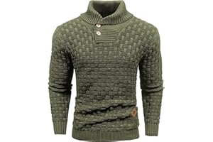 HYPESTFIT Pull d'hiver pour Homme,Motif Columbia, mélange Cachemire et Laine, Chaud et Confortable, col Montant, Manches Longues, Tailles S à 5XL
