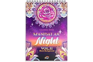 Colorya Nacht Vol. II Mandala Malbuch für Erwachsene – Entspannendes A4 Anti-Stress Ausmalbuch – Spiral Malbücher mit schwarzem Hintergrund, ohne Durchdrücken - Mandalas für Erwachsene
