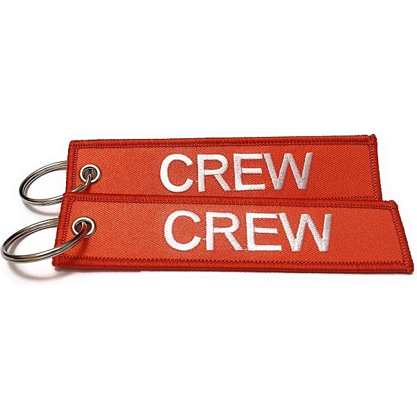 Aviamart Premium Embroidered Crew Luggage Tag – Red/White, 13x3 Cm, Durable Polyester ID Tag For Airline Crew
