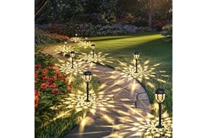 Flacchi Solarlampen mit Glas-Kuppel für Außen - Landschaft Lichter Solar LED Garten Lichter im Freien für Gehweg, Rasen, Garten, Innenhof Dekoration mit ​Warmweiß + Kaltweiß (8)