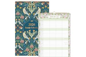COLORAGE Calendar 2026 uk - Family Calendar 2026, Wall Calendar 2026 from Jan.2026 - Dec.2026, 38 x 23.5 cm, 4 Column Layout, bird
