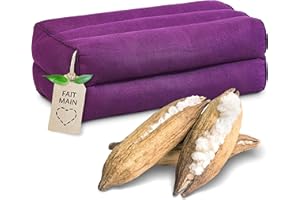 Livasia Coussin Yoga carré uni - 17x34x12cm - Coussin de méditation en kapok, Coussin de Soutien Bolster rectangulaire, Accessoires Yoga Coussin cale-Nuque, Coussin thaï Fait Main