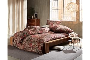 Bettwaesche-mit-Stil Mako Satin Paisley Bettwäsche orientalisch rot 155x220 + 80x80 cm - 100% Baumwolle