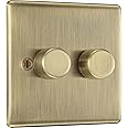 BG Electrical Intelligent Double Wall Dimmer Switch, 2 Way, Raised Profile, Round Edges, Nexus Metal, Antique Brass, 200W, NAB82