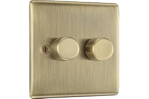 BG Elektrisk dubbel dimmerbrytare, 2-vägs tryck på/av, fasavsnitt, 200 watt
