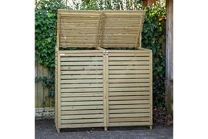 Samuel ALEXANDER 1.34m x 1.2m Large Wooden Outdoor Garden Double Wheelie Bin Store Storage for 2 Bins -Garden Bin Storage box, Wheelie Bin Hideaways, Bin Shed