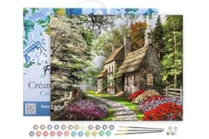 Figured'Art Pintar por Numeros Adultos con marco Paisaje de campaña - Manualidades pintura acrilica Kit Cuadro DIY completo - 40x50cm con bastidor montado