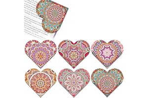 CHARYSIM 6 Stück 5D Diamond Painting Lesezeichen Herzform Kristall Set für Erwachsene und Kinder Personalisierte Lesezeichen Diamond Art Zubehör Erwachsene Basteln Mädchen Geschenke für Frauen 8-10 Jahre B