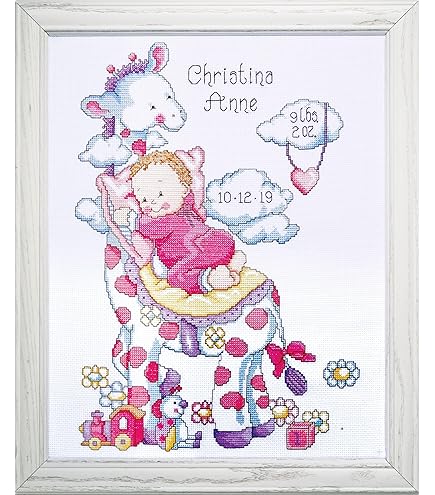 LetiStitch Cross Stitch Kit - LETI 935 - Birth Registration for Baby Girls LetiStitch Cross Stitch Kit - LETI 935 - Birth Registration for Baby Girls