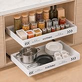 2 Removable Drawers for Kitchen Steel Adjustable 31-51 cm White. | Non-slip protector included, installation adhesive or with