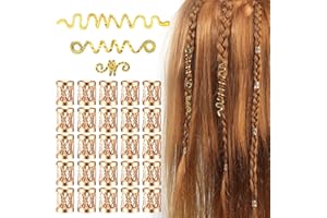 HAEPXYBY 28 Pièces Bijoux Spirales pour Cheveux, Bijoux Cheveux Tresse Anneaux en Métal, Perles en Spirale Dreadlocks Réglables, Dreadlocks Accessoires Cheveux pour Décoration Hommes Femmes