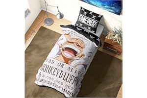 Get Trend One Piece Single Duvet Cover Set for Kids Teens, Reversible Bedding & Pillowcase for Boys & Girls, Bedroom Accessories, Anime Gifts for Boys (Multi One Piece, Single)
