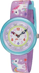 Montre Enfant Fille Flik Flak Analogique - Bracelet Tissu Fleuri - Étanche 3 Bar - Lavable