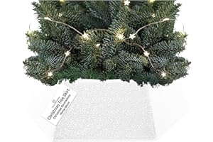 DECO EXPRESS Falda para Arbol de Navidad con Lentejuelas 68x85 cm, Cubre Árbol Navidad Hexagonal con Cierre de Velcro, Decoración Navideña para Hogar (Lentejuela Blanca)