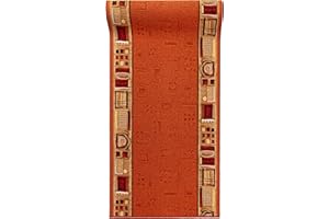 Mazovia Alfombra de Pasillo Larga - Alfombra Antideslizante Moderno Motivo - Pelo Corto - Alfombras de Pasillo por Metros - Alfombras para Pasillos Largos - Ruggine Terracotta 80x425 cm