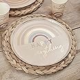 Ginger Ray Happy Everything Pastel Rainbow Foil Printed Paper Party Plates Tableware 8 Pack, Gold,8*25 centimeters