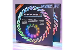 TOSY Flying Ring - 16 milioni di colori RGB o 12 LED, luminoso, modalità smarrimento, accensione automatica, impermeabile, frisbee leggero, regalo di compleanno e di Natale per ragazzo/ragazza/bambino