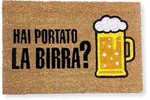 KOKO DOORMATS Zerbino Ingresso casa | Tappeto ingresso casa divertenti HAI PORTATO LA BIRRA? in fibra di cocco e base tappeto antiscivolo | Zerbini per ingresso esterno 40x60cm.