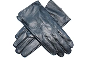 Jasmine Silk Mens Lambskin Leather Cashmere Lined Gloves BLACK