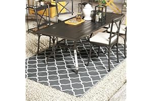 Outsunny Alfombra Exterior 182x274 cm Moderna Reversible de Plástico Impermeable para Terraza, Balcón, Patio, Camping, Playa Gris y Blanco