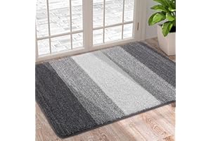 Homaxy Door Mats Indoor, Machine Washable Soft Doormats, Dirt Trapper Door Mat, Super Absorbent Entrance Rug, Non-slip Floor Mats For Inside, Front Back Door, Pets and Dogs (50 X 80 cm, Grey)