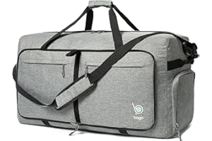 bago Holdall Bags for Men & Women - 100L Spaciously Large Holdall Bag with Shoe Compartment - Travel The World in Style & Convenience - Durable, Lightweight & Foldable Duffle Bag (SnowGray)