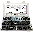 Cable Clamps,Bigtrans 555 Pcs Nylon Plastic R-Type Cable Clamps with Screws 1/4" 5/16" 3/8" 1/2" 3/4" Clips Fasteners Assortment for Cable Conduit -5 Size -Black