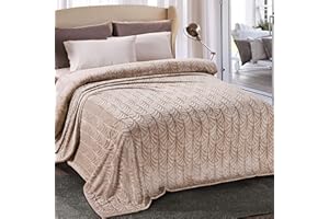 Whale Flotilla Flannel Fleece Double Size Blanket for Bed, 150x200 CM Soft Fluffy Velvet Bed Blanket with Decorative Vintage Pattern for All Season, Warm and Lightweight, Champagne