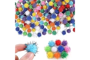 RFYTDCF 2000 Stück Pompons zum Basteln, Filzkugeln Bunt 10mm Bastelkugeln Pompom Mini Glitzer Pompom Bälle Lametta für DIY Kreativen Handwerk Nähen Dekorationen