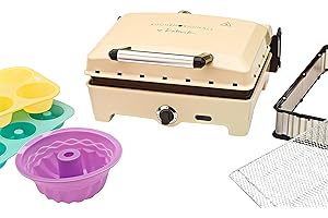 Team Kalorik Multifunktionskocher, 2-in-1 Ofen/Backplatte, Inklusive 3 Silikon-Backformen und 1 Erweiterungsring, 900 W, Creme-Weiß, TKG MOV 1001 KTO