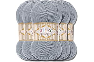 ‎HOBBY YARN Hobby YARN Alize Baby Best Batik 5x 100g Türkische Premium Wolle Babywolle (Gris plateado | 119)