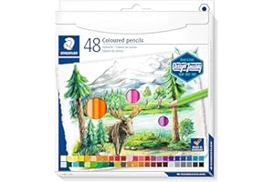 Staedtler Crayons de couleur de haute qualité pour artistes, Mine douce et tendre de 3 mm, Étui carton avec 48 couleurs différentes assorties, 146C C48