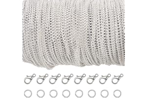 SHAPPY 33 Feet Silver Plated Cable Chain Necklace with 30 Jump Rings and 20 Lobster Clasps for Jewelry Making (2.5 mm)