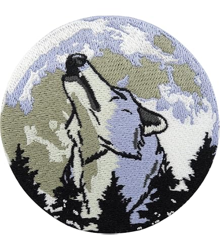 Patch Dorsal Brodé Loup Bleu - Thermocollant - 21,5 X 20 Cm - 100% Polyester - Personnalisation Vêtement - 2