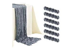 SRIZIAN 6 Stück Staubiges Blau Käsetuch-Tischläufer, 3 m breit, Gaze-Tischläufer, Boho-Tischläufer für Brautparty, Hochzeit, Geburtstag, Party, Tischdekoration