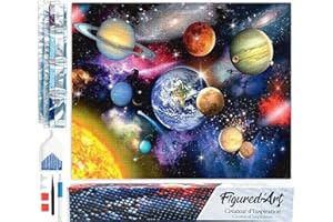 Figured'Art Diamond Painting Art 5D kit completo 40x50cm Tela Arrotolata Interamente da Ricoprire di Diamonds Quadrati - Pianeti Dal Cielo - Pittura Diamante - Attività Creativa per Adulti