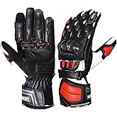 Kamfan's MBG-02 Leather Motorcycle/Motorbike Riding Gloves with Knuckle Protection &amp; Touch Sceen