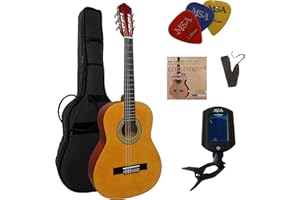 MSA 3/4 GITARRE - KONZERTGITARRE IM SET - CLASSIC - NATUR - DECKE LINDENHOLZ - TASCHE - BAND - SAITEN - 3xPIK - STIMMGERÄT ET33B - C2