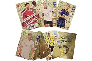 GENERISCH Football Stars Lot de 55 cartes de qualité supérieure avec légendes et joueurs de haut niveau, édition or, argent et noir (doré)