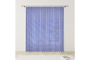 HOME ZEN HOUSEHOLD LINEN Moustiquaire moustiquaire avec franges et anneaux inclus (150 x 250 cm, bleu)