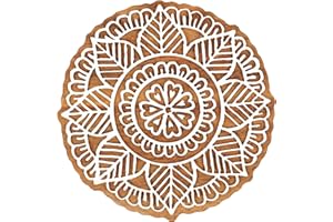 ‎IBA INDIANBEAUTIFULART IBA Indianbeautifulart Textildruck Block Mandala handgeschnitzt Holzstempel Holzblock Druck Textilstempel fur Stoff/Topferblocke - 10,2 cm