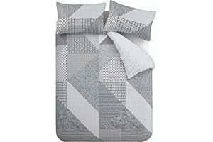 Catherine Lansfield Larsson Geo Reversible Single Duvet Cover Set with Pillowcase Grey